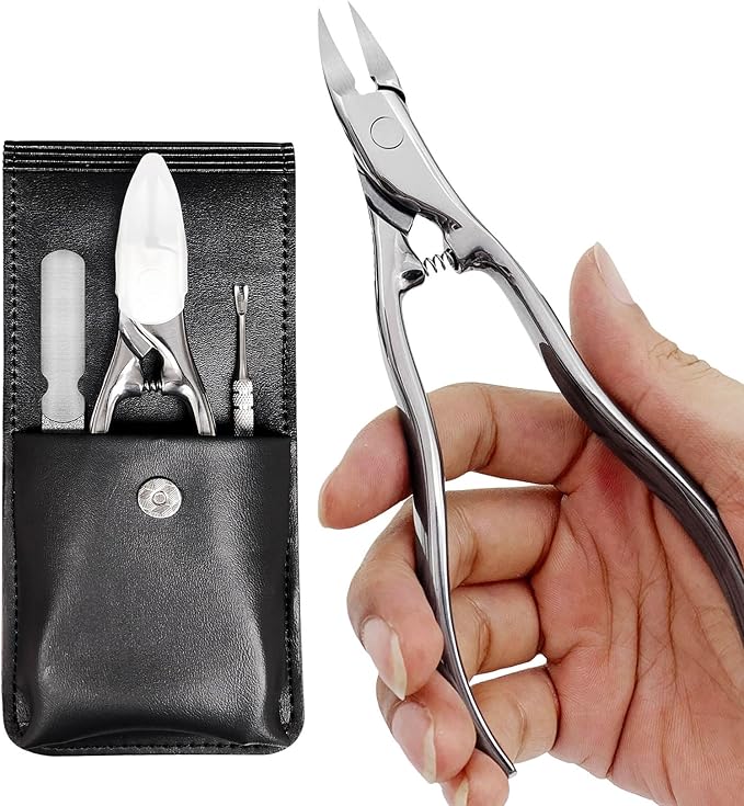 Toe Nail Clippers for Men Thick Nails for Seniors, Heavy Duty Large Ergonomic Long Handle Toenail Clippers for Seniors, 3pcs Set with Case (JCCT3PS)