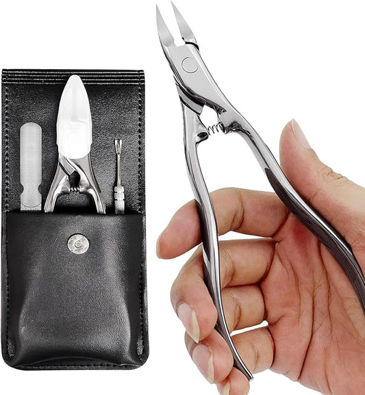 Toe Nail Clippers for Men Thick Nails for Seniors, Heavy Duty Large Ergonomic Long Handle Toenail Clippers for Seniors, 3pcs Set with Case (JCCT3PS)