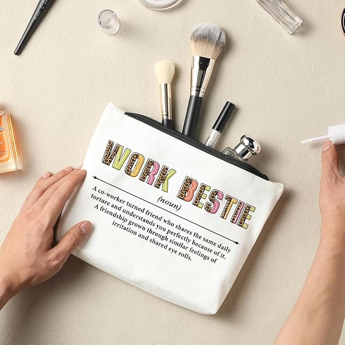 Work Bestie Definition, Work Besties Gifts for Women, Makeup Bag Cosmetic Bag, Bestie Gifts, Friendship Gifts, Birthday Appreciation Thank You Gifts for Women Female BFF Friend Coworker Soul Sister