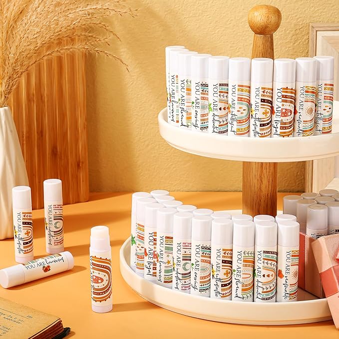 50 Pcs Lip Balm Bulk Christian Gift for Women Faith Religious Bible Verse Lip Balm Inspirational Gift Scripture Moisturizing Lip Care Product for Coworker Sister Teacher(Boho)