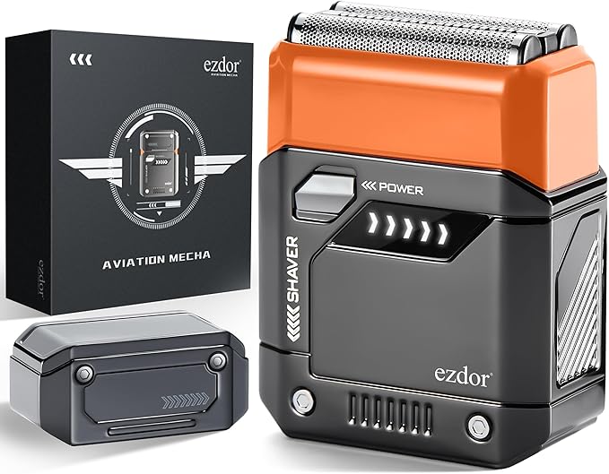 Electric Shavers for Men Face, Mini Electric Razor with 3-Blade, USB-C Rechargeable Foil Shaver, Travel Shavers for Men, Waterproof, Cordless, Metal Shaver with Travel Case