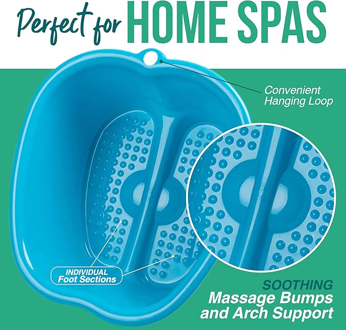AllSett Health Foot Soaking Bath Basin – Large Size for Soaking Feet | Pedicure and Massager Tub for at Home Spa Treatment | Callus, Fungus, Dead Skin Remover, Blue