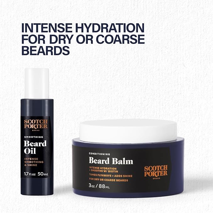 Scotch Porter Beard Balm & Oil Kit – Helps Hydrate, Smooth, Shape & Soften Coarse, Dry Facial Hair for a Fuller, Healthier-Looking Beard – Original Scent, 2 Pack