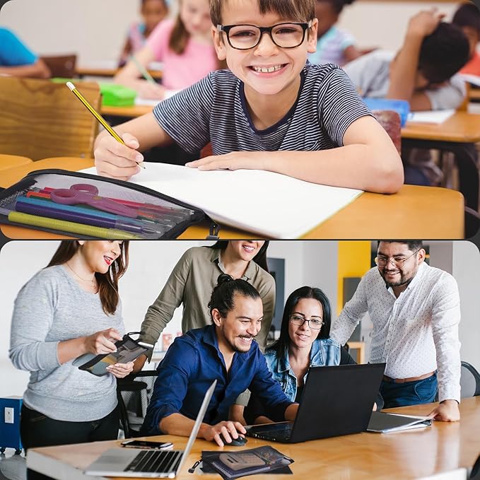 80 Pcs Mesh Zipper Pouch Bulk Multicolor Pencil Storage Pouch Multipurpose Mesh Cosmetics Bags Toiletry Makeup Bags for Office Travel Organization(Black)