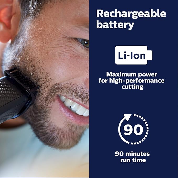 Philips Norelco Beard Trimmer and Hair Clipper - Cordless Grooming, Rechargeable, Adjustable Length, Beard Trimmer and Hair Clipper - No Blade Oil Needed - BT3230/41