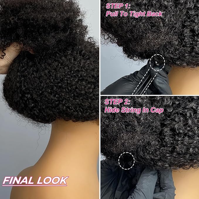 VShow Curly V Part Wig Human Hair Elastic Drawstring V Part Kinky Curly Glueless Wigs Human Hair Clip in Vpart Wig No Leave Out 180% Density Upgrade U Part Wig Beginner Friendly 24 inch