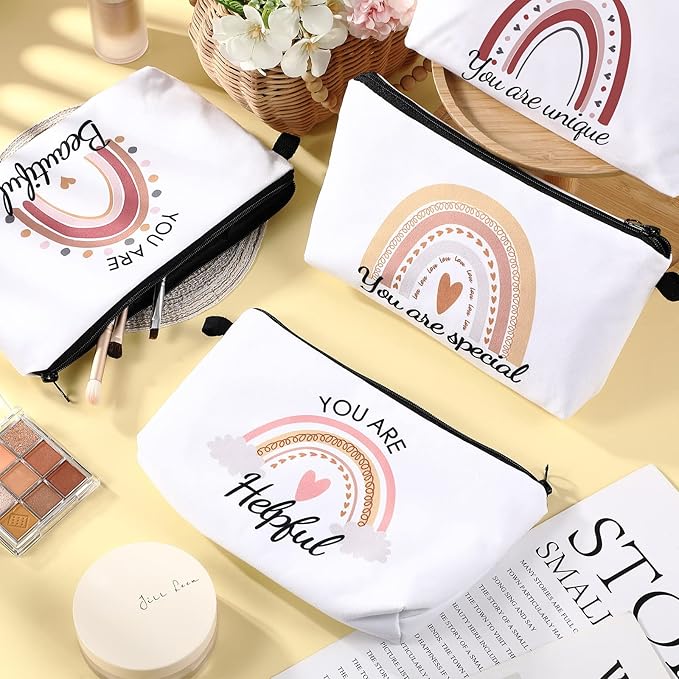 Dunzy 16 Pcs Makeup Bags Bulk Waterproof Cosmetic Bags Cna Week Graduation Gifts Roomy Zipper Pouch Travel Toiletry Portable Organizer Accessory Resistant Storage Purse for Women Men(Rainbow Style)