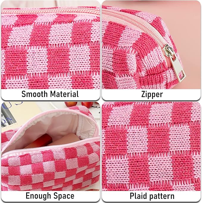 8pcs Checkered Makeup Bag Cosmetic Bag for Women,4Pcs Large Capacity Y2k Makeup Bags and 4Pcs Pencil Case Makeup Brushes Storage Bag Travel Toiletry Bag Organizer