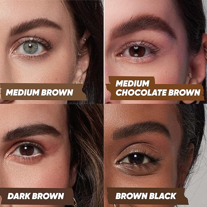 Kosas Brow Pop - Longwear Eyebrow Makeup, Dual-Sided Defining Pencil with Castor Oil for Soft, Natural Look of Real Hair - Dark Brown