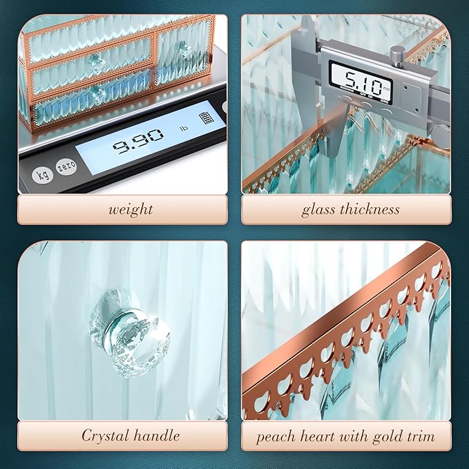 Makeup Organizer - Tempered Glass Vanity Organizer for Cosmetics, Skincare, Hair Tools, Brushes, Perfume - Multipurpose Bathroom Counter Skincare Organizer