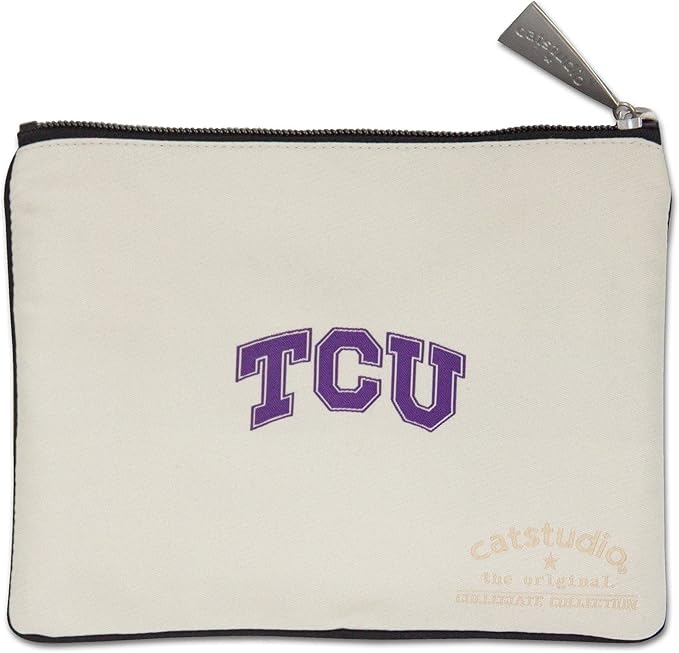 Catstudio Collegiate Zipper Pouch, Texas Christian University Travel Toiletry Bag, Ideal Gift for Alumni, Makeup Bag, Dog Treat Pouch, or Travel Purse
