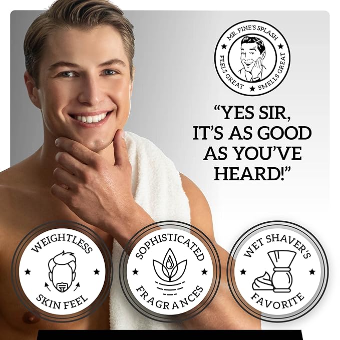 Mr. Fine Men's Aftershave - Platinum Fragrance, Soothing & Toning Post Shave Balm, Calms Razor Burn, Classic Barbershop Feel, Alcohol-Based Formula, Gentle for All Skin Types, 100ml