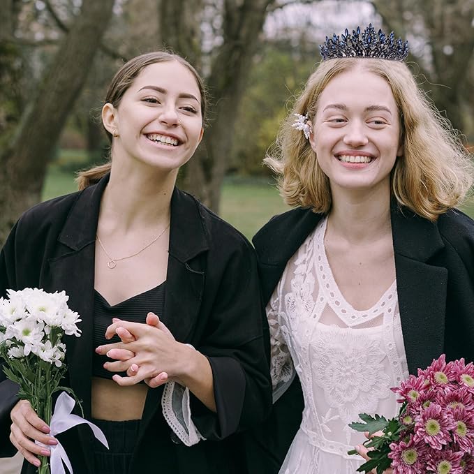 LIMELIA Women's Tiara for Henna Wedding Party|Glitter Hair Accessories for Bridal Birthday Pageant Prom Halloween Cos-play Christmas Party|Danver-Navy Blue