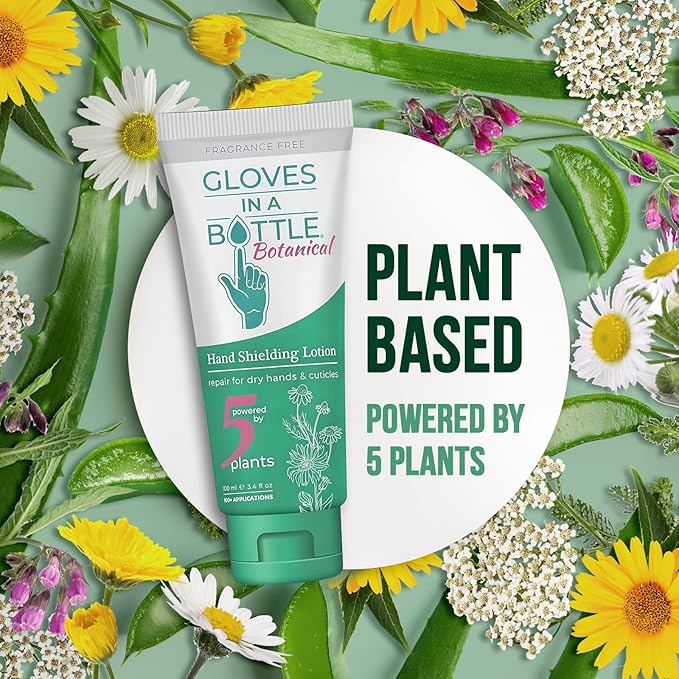 Gloves In A Bottle Shielding Lotion - Great for Dry Itchy Skin! Grease-less and Fragrance Free! Second Skin for Hands & Body (3.4 Fl Oz (Pack of 2), Botanical)