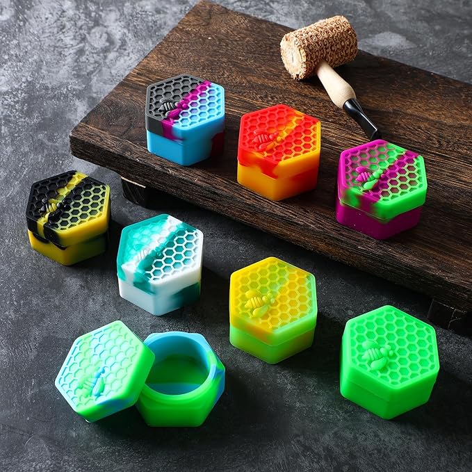 Outus 20 Pcs 26 ml Silicone Wax Containers Non-stick Silicone Wax Containers Multi Use Storage Jars Oil Concentrate Bottles for Home Kitchen Travel, Assorted Colors