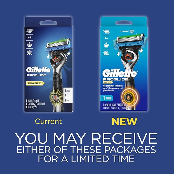 Gillette ProGlide Power Razor for Men, 1 Gillette Power Razor Handle + 1 Blade Refill (Pack of 2)