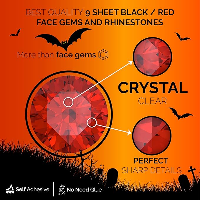 Face Gems Adhesive Glitter Jewel Tattoo Sticker Festival Gems Rave Party Body Make Up (9 PCS Z9ZAKRED-A)