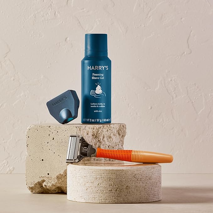 Harry's Razor Blades for Men - 6 Count - Premium Razor Blade Refill Cartridges + 2 oz Foaming Shave Gel Bundle