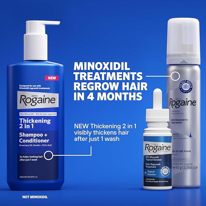 Men's Rogaine 5% Minoxidil Foam for Hair Regrowth, Topical Hair Loss Treatment to Regrow Fuller, Thicker Hair, Unscented, 4 Month Supply, 4 Cans