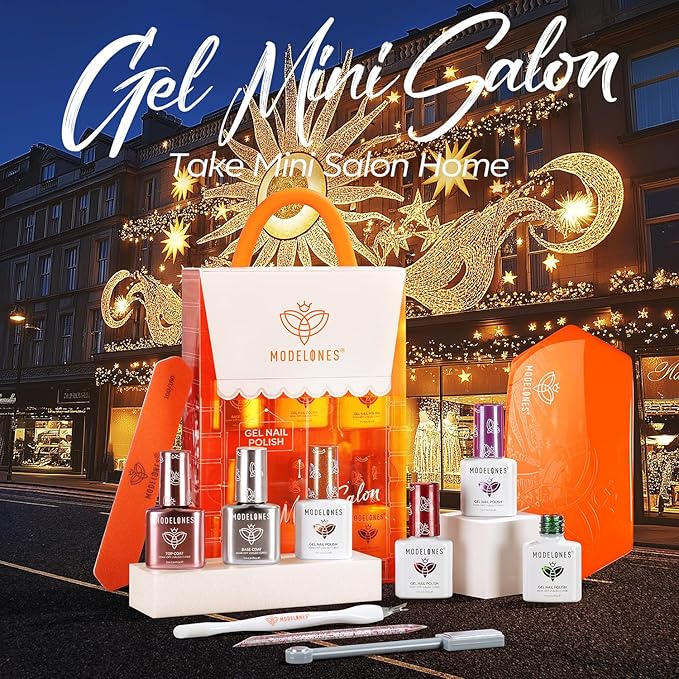 Modelones Cat Eye Gel Nail Polish Kit with U V Light, Gold Green Red Purple Magnetic Manicure Set with Base Top Coat Magnet 4 Colors Gel Mini Salon DIY Nail Art Starter Holiday Gift for Women Girls