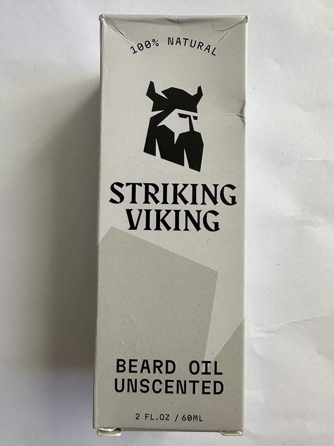 Striking Viking Beard Oil for Men - 2 Fl Oz, Unscented - Naturally Derived Conditioner with Almond, Tea Tree, Argan & Jojoba Oil for Beard Growth, Softening & Moisturizing