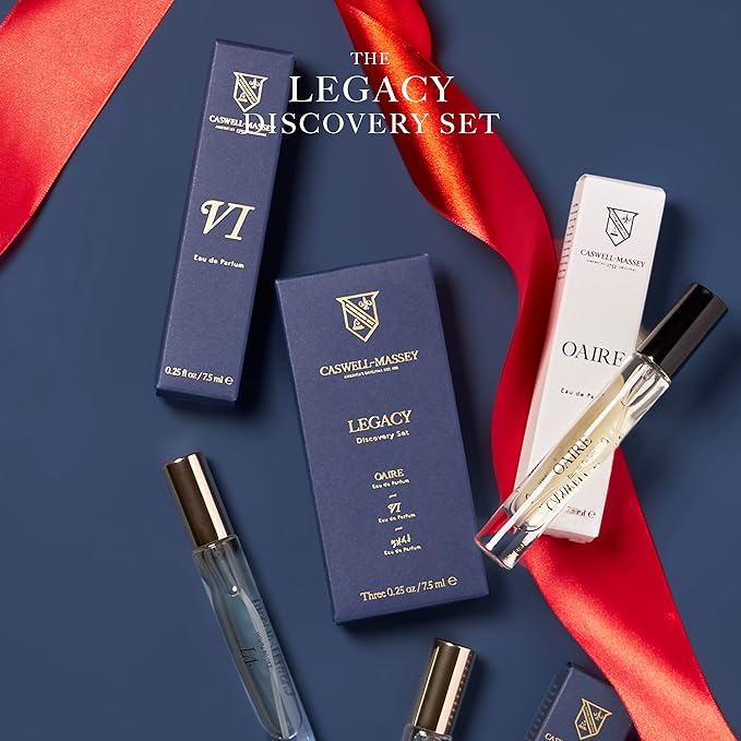 Caswell-Massey Legacy Eau de Parfum Discovery Set, Includes VI, 2571 & OAIRE, Indulge in Enduring Modern Scents, Long-Lasting Men’s Fragrances, Travel Size Set, Perfume for Men, 0.25 Fl Oz Each