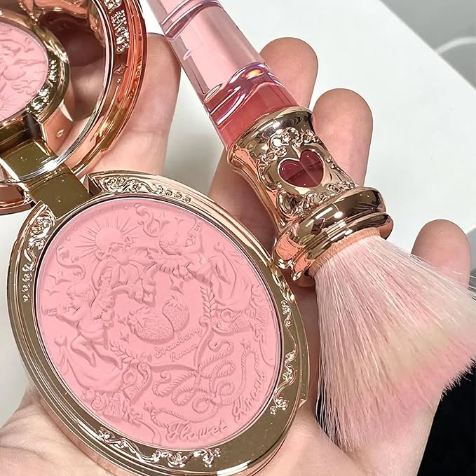 Flower Knows Strawberry Rococo Embossed Blush,Pink Matte Finish,Buildable & Blendable Makeup Blush for cheeks,Soft & Long-lasting for Girls & Women(03 Classic Ballet, 5g)