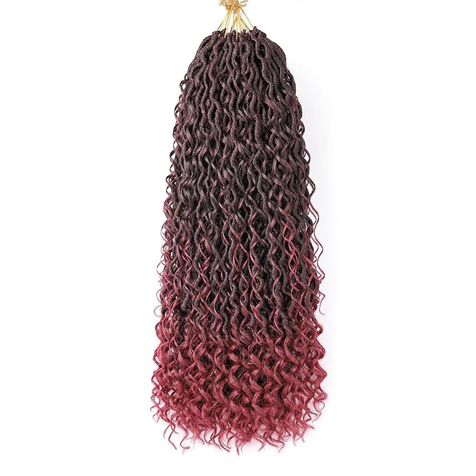 Aipin New Goddess Locs Crochet Hair 22 Inch Boho River Locs Hippie Locs Wavy Crochet With Curly Hair In Middle And Ends Braids Hair Extensions (8Packs,22 inch, TBUG)