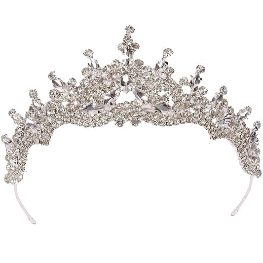 LIMELIA Women's Tiara for Henna Wedding Party|Glitter Hair Accessories for Bridal Birthday Pageant Prom Halloween Cos-play Christmas Party|Dence-Silver