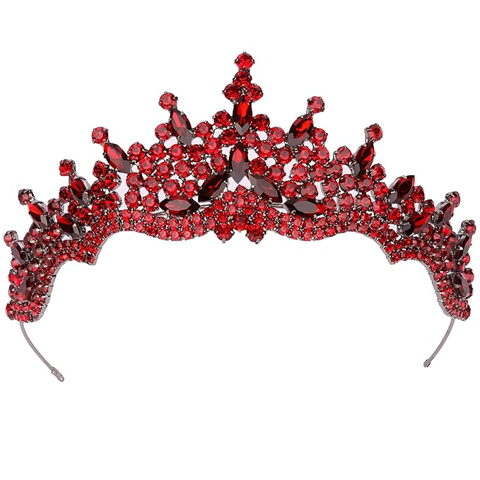 LIMELIA Women's Tiara for Henna Wedding Party|Glitter Hair Accessories for Bridal Birthday Pageant Prom Halloween Cos-play Christmas Party|Dence-Burgundy