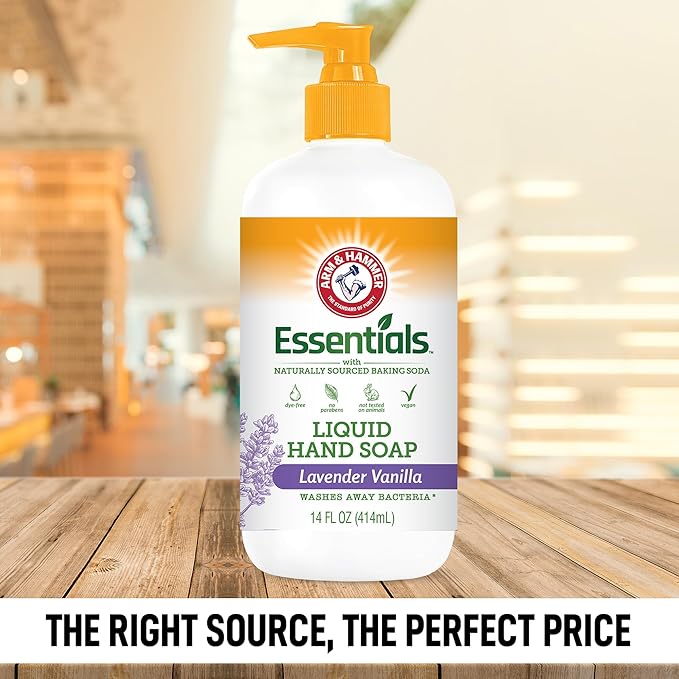 Arm & Hammer Liquid Hand Soap for Skin Cleaning - Cleanser for Kitchen & Bathroom with Lavender Vanilla Scent - Natural Hand Soap Cleanses, Softens 14 FL Oz (414ml)