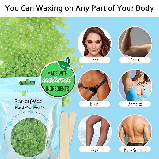 Waxing Kit for Women and Men, Wax Warmer Hair Removal at Home with Beads, Multiple Formulas Target Different Types of Sensitive Skin Body, Brazilian Bikini, Eyebrow, Facial