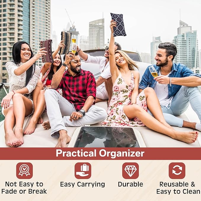 24 Pieces Makeup Bags Bulk Canvas Cosmetic Bags Purse Organizer Zipper Cosmetic Pouch Portable Travel Toiletry Pouch for Women Men Gifts, 7 x 4 Inch(Ethnic)