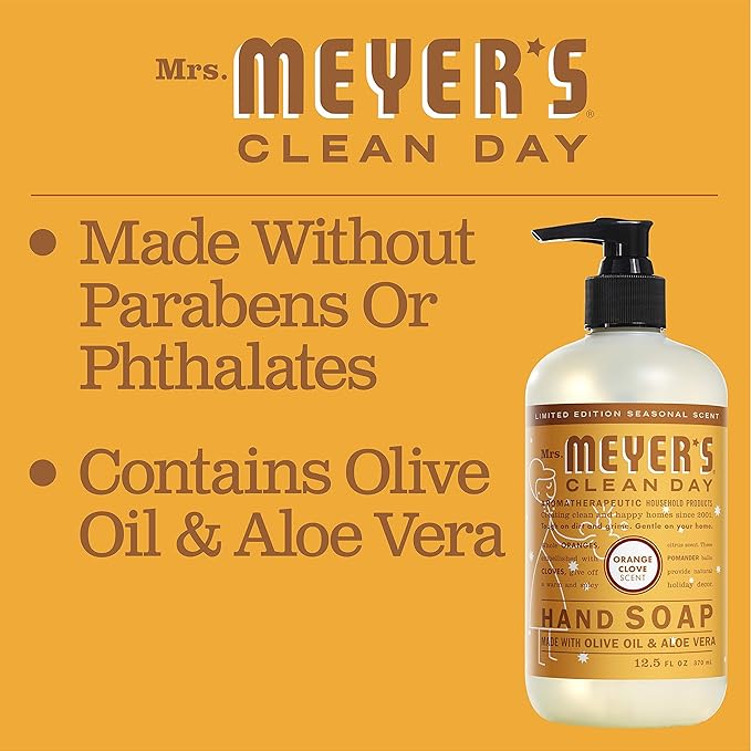 MRS. MEYER'S CLEAN DAY Liquid Hand Soap - Orange Clove, 12.50-Ounce (Pack of 3)