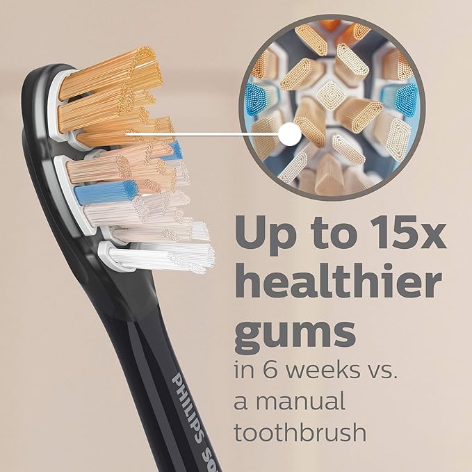 Philips Sonicare Genuine A3 Premium All-in-One Replacement Toothbrush Heads, 2 Brush Heads, Black, HX9092/95