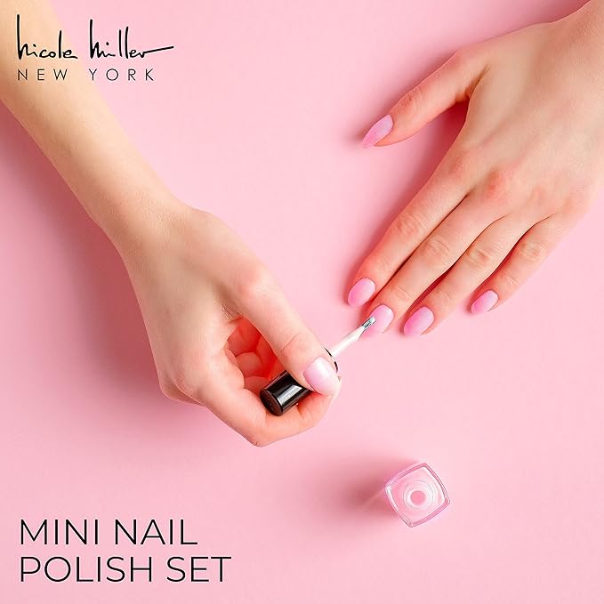 Nicole Miller Mini Nail Polish Set – Glossy, Vibrant Colors for Fingernails & Toenails, Bright Colors, Purple Collection