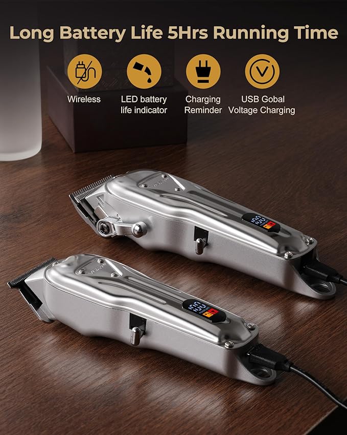 Hair Clippers for Men Professional, Cordless Clipper and Trimmer Set, Clippers for Hair Cutting Kit with Long Battery Life, Electric Hair Trimmer for Family Barber Kids Use