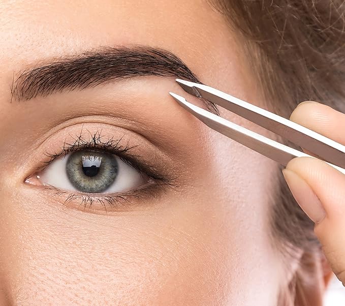 Professional Tweezers Diamond Slant Tip - Diamond Tip Tweezers for Men & Women - High Precision Design for Face, Eyebrow, Hair & Grooming - Stainless Steel Handmade Beauty Tool