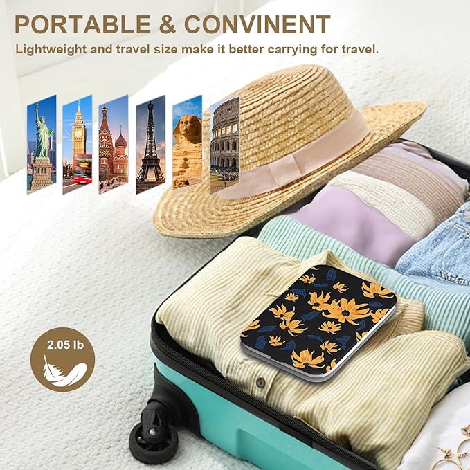 Mocado Travel Makeup Mirro with Lights, 360° Rotation Lighted Makeup Mirror, Portable Mirror with 10x Magnification, 60LEDs 3 Color Lightings, Dimmable Touch Screen, Tabletop Light up Mirror(Daisy)