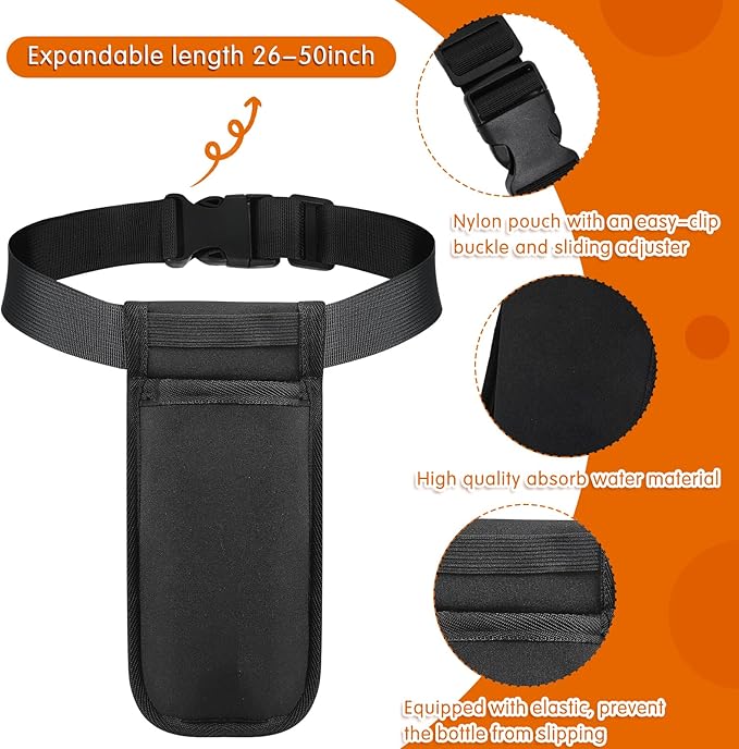 Eaasty 3 Sets Massage Bottle Holster Adjustable Single Holster and 8 oz Plastic Pump Dispenser Bottles for Lotion Massage Oil(Black)