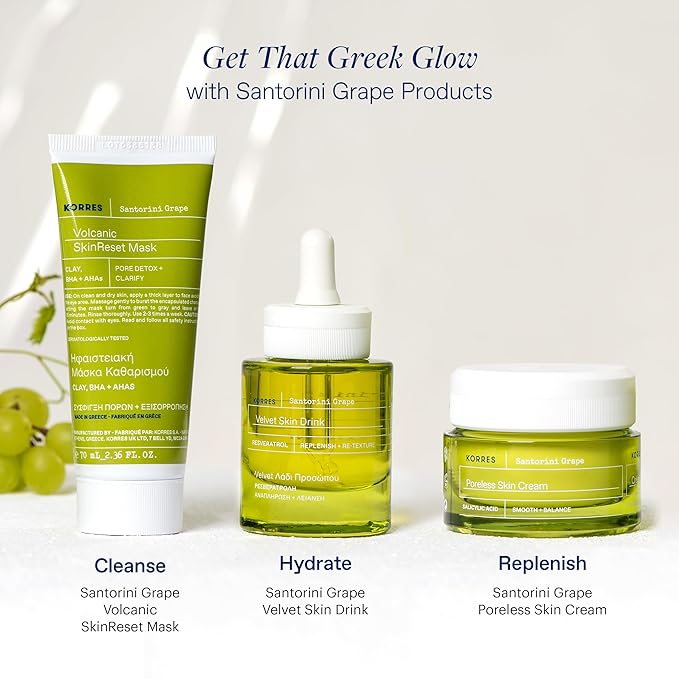 KORRES Santorini Grape Poreless Skin Care Cream, Gel Face Moisturizer for Women with Hyaluronic acid and Salicylic Acid, Pore Minimizer, Balanced Hydration for Dry, Oily & Sensitive Skin, 1.35 fl oz
