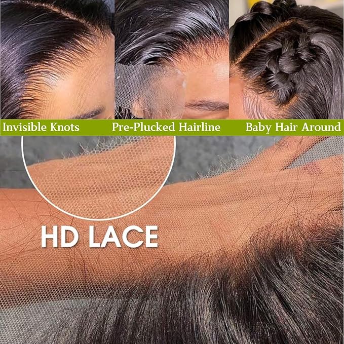 28 Inch Body Wave Lace Front Wigs Human Hair Pre Plucked 13x4 HD Transparent Lace Frontal Wigs Human Hair 180% Density Glueless Wigs Human Hair Wig for Black Women Natural Hairline With Baby Hair