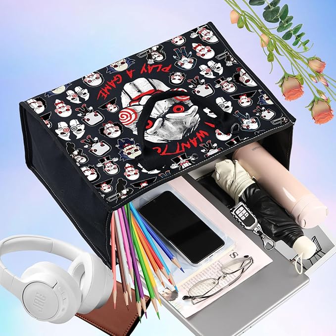 LEVLO Sadistic Thriller Tote Bag Horror Movie Fans Gift I Want To Play A GamePuzzle Horror Shoulder Bag Horror Movie Merch