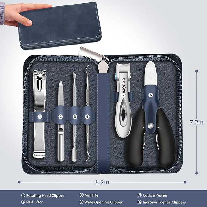 Toenail Clippers for Seniors Thick Toenails, Wide Jaw Opening Slanted Curved Toe Nail Clippers for Men Thick Ingrown Nails, Large 360 Degree Rotary Fingernail Clipper Nail Cutter