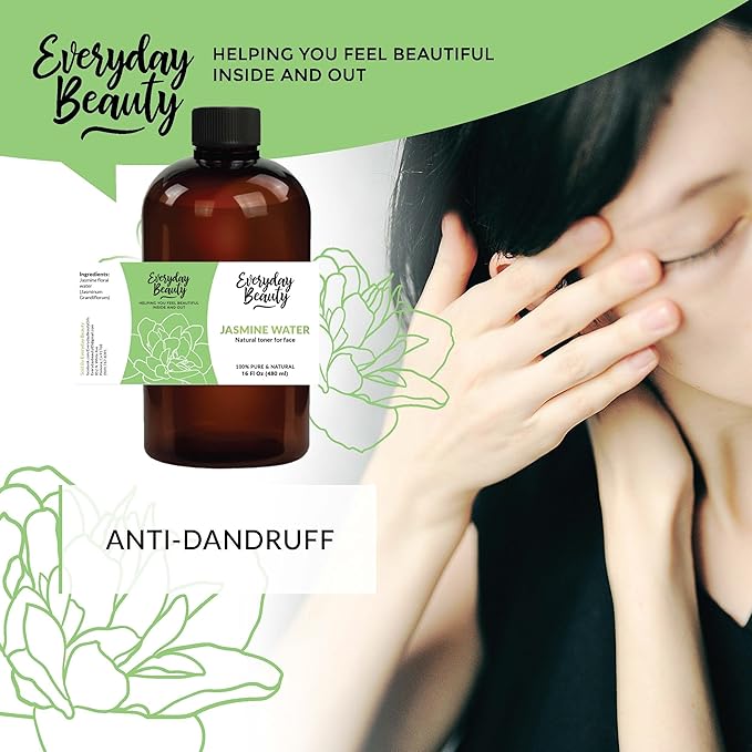 Jasmine Water Facial Toner - All Natural Hydrating Spray Mist for Face and Hair - 100% All Natural Jasmine Water Hydrosol 16oz with Fine Mist Cap