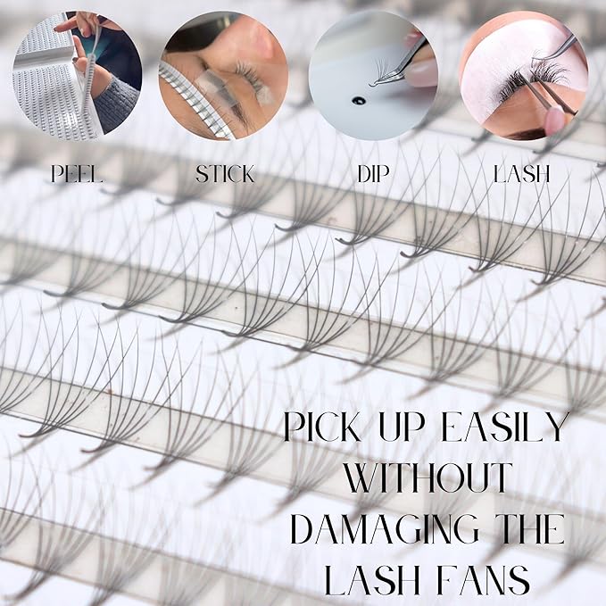 Promade XXL Box - 1200 FANS | Pinneacle Premade Volume Fans For Eyelash Extensions | 8 sizes-in-1 Box | 9mm-16mm | C, CC, D & L curl | 0.07 | 6D Volume (C curl)