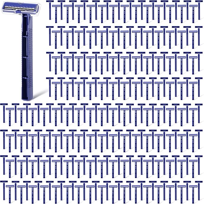 Chumia Twin Blade Razors for Men Stainless Steel Disposable Razors Men Bulk Plastic Shavers Multipurpose Portable Manual Disposable Shavers for Bathing Hotel Travel(400 Pieces)