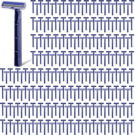 Chumia Twin Blade Razors for Men Stainless Steel Disposable Razors Men Bulk Plastic Shavers Multipurpose Portable Manual Disposable Shavers for Bathing Hotel Travel(400 Pieces)