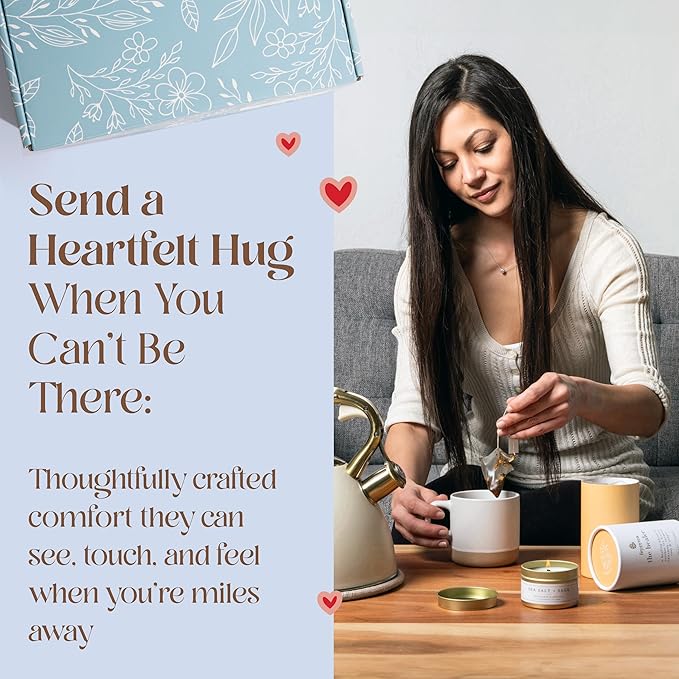 Unboxme Get Well Gift Box - USDA Organic Get Well Soon Self Care Package for Women | Fluffy Socks, Mug, Lemon & Ginger Tea Set, Sea Salt, Sage Scented Candle, Sending Hugs Card | Feel Better Basket