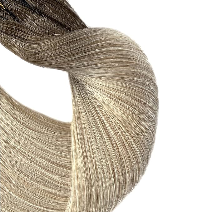 Sew in Hair Extensions Real Human Hair,18 Inch 100G Hand Tied Weft Hair Extensions Human Hair Ombre Brown Fading to Blonde Bundles Sew in Weft Hair Extensions Real Human Hair Weave Bundles for Women